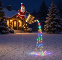 Guirlande lumineuse solaire de Noël multicolore pour extérieur, avec motif de père Noël et bouilloire, pour jardin, pelouse et allée