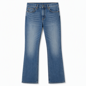 Jeans de Mezclilla de Pierna Recta, Cintura Alta, Lavado a la Piedra, Algodón de Peso Medio, Casuales, para Hombre, Otoño - Product Image 1