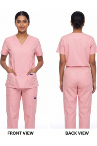 Unisex Soft Eco-Friendly Polyester Spandex Woven 2-Piece Nursing Scrub Set V-Neck Top Pant Cargo Pocket Short Hospital Uniforms - Product Image 3