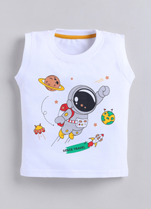 Ensemble débardeur et short en coton blanc pour garçons CARRYDREAMS, imprimé dessin animé spatial, tenue décontractée, 1-7 ans, délai de livraison d'échantillon de 7 jours - Product Image 3