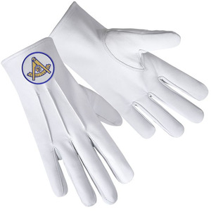 Gants blancs 100% coton brodés avec logo personnalisé ou autres motifs maçonniques pour usage maçonnique dans la vie quotidienne - Product Image 2