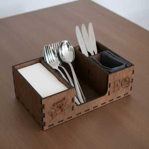 Premium Handmade Wooden Cutlery Holder Rustic Tabletop Utensil Container - Product Image 6