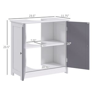 Mobile Bagno Combinato Bianco e Grigio a U con Lavabo Integrato, Ripiano Regolabile, in Legno Massello e PVC per Hotel - Product Image 3