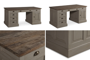 Sirajo <b>Solid</b> Teak <b>Wood</b> Eco-Friendly Office <b>Desk</b> 7-Drawer Storage Modern Minimalist Natural Finish for Office Home Workspace - Product Image 5