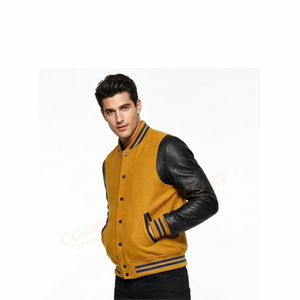 Dernier style du fabricant : Blouson universitaire pour homme en cuir et laine, personnalisé, avec écussons brodés en chenille, style baseball, bomber et Letterman - Product Image 4