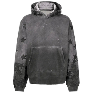 Sweat à capuche surdimensionné Y2K streetwear épais, personnalisé, vintage, délavé, avec motif étoile appliqué, effet délavé à l'acide, écologique, pour l'hiver - Product Image 1