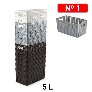 Cesto portaoggetti in plastica effetto rattan, confezione mista, n. 1, 5L, 28x15CM - Product Image 2