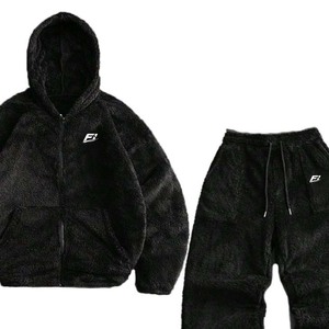 Conjunto Deportivo de Lana de Cordero para Hombre, Conjuntos con Bordado Personalizado, Sudadera con Cierre y Pantalones Deportivos de Sherpa para Hombre, Conjuntos Deportivos de Alta Calidad - Product Image 1