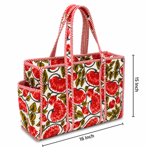 Sac fourre-tout en toile à imprimé floral, forme carrée, style décontracté, couleurs mélangées, cadeau promotionnel, technique de couture artisanale, fermeture à glissière - Product Image 2