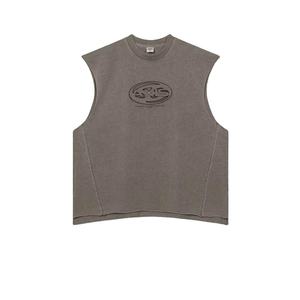 Camiseta holgada sin mangas para hombre, camiseta sin mangas con estampado de logotipo personalizado, camiseta sin mangas de algodón grueso para hombre - Product Image 3