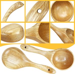 Paquete de 2 cucharas de cocina de madera, multiusos, grandes, de madera maciza, para servir sopa, cuchara para servir, para cocinar, para sales de baño - Product Image 2