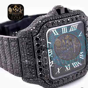 Square Cut 41mm Round Dial Moissanite Quartz <b>Watch</b> Water Resistant Roman Numeral Analog Luxury Iced Out <b>Watch</b> for Wholesale - Product Image 5