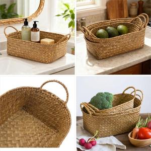 <b>Stackable</b> Woven Organizer Set Of 3 Handmade Storage <b>Basket</b> Wholesale eco-friendly Made in Vietnam - Product Image 5