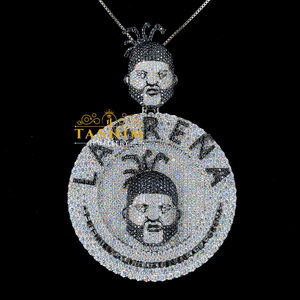 Pendentif C La Grena TASNIM en Moissanite VVS et Diamants Noirs et Blancs, Style Hip Hop pour Homme, Coupe Ronde - Product Image 5