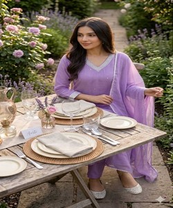 Trending Slub Cotton Embroidery Work <b>Top</b> Bottom Set With Dupatta For Women Ethnic Wear <b>Wedding</b> Party Outfit 85160 SI-348 - Product Image 2