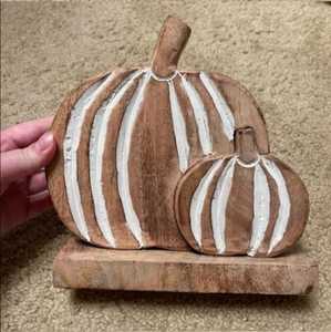 Wood Pumpkin Trivet Non Slip Heat Resistant Decorative <b>Table</b> Mat Irregular Wooden Coaster for Kitchen Dining Room - Product Image 1