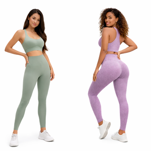 Nouvel ensemble de yoga pour femme, design uni, service OEM, taille haute, effet push-up, 2 pièces, tenue de sport - Product Image 1