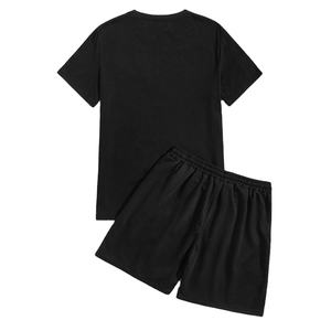 Vente en gros d'ensemble de short de sport personnalisé pour hommes 2 pièces d'été pour hommes ensemble jumeau pour hommes short en coton respirant à cordon de serrage à la taille - Product Image 4