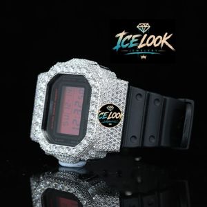 สำหรับ LOOK JEWELERY นาฬิกาเพชรผู้ชายหรูหราดิจิตอลควอตซ์ 40 มม.สแควร์ไรน์สโตนสแตนเลส 20BAR กันน้ำ - Product Image 3