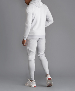 Men's <b>White</b> Hooded Tracksuit Full Zip Sweatshirt <b>Jogger</b> Set Solid Color Casual Wear Breathable Polyester Autumn Outfit - Product Image 4