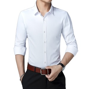 เสื้อเชิ้ตผู้ชายทรงปกติ แขนสั้น สีพื้น ผ้าถักเนื้อเจอร์ซีย์ คอทรงโอ ความยาวปกติ ผ้าฝ้าย 100% - Product Image 5