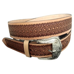 Ceinture en cuir pleine fleur pour homme, style western, faite sur mesure, sculptée à la main, avec motifs outillés, pour cowboy - Product Image 3