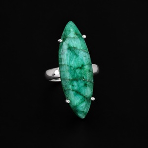 925 Sterling <b>Silver</b> <b>Emerald</b> Prong Setting <b>Ring</b> Handmade Bohemian May Birthstone Gift for Her - Product Image 1