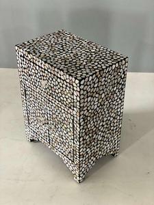 Mesa de Cajones con Incrustaciones de Hueso de ILAHI, Diseño Moderno con Detalles de Ágata, Almacenamiento de Tres Niveles, Mueble Portátil para el Hogar - Product Image 5