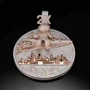 Colgante de Cruz Crucifijo para Hombre con Moissanita, Colgante de Cruz Crucifijo Grande de Plata Sólida 925 - Product Image 3