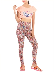 High Waist Full Length Printed Yoga <b>Leggings</b> Women Colorful <b>Pattern</b> Spandex/Nylon Four-Way Stretch Lightweight Elastic Waist - Product Image 2