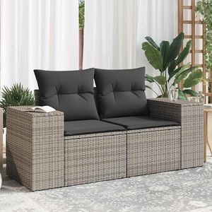 Sofá de Jardín de Ratán PE Gris con Patas Ajustables Medianas, Muebles de Exterior Cómodos y Elegantes - Product Image 1