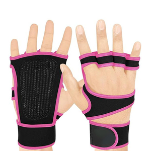 Gants de sport unisexe à demi-doigts violets avec support de poignet, respirants, en nylon/polyester/rayonne, robustes, antidérapants, pour la musculation, avec fermeture auto-agrippante - Product Image 6