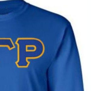 Chemise à manches longues bleue avec inscription Sigma Gamma Rho pour femmes, t-shirt à col rond de sororité grecque, vêtements décontractés imprimés sur mesure pour le campus - Product Image 3