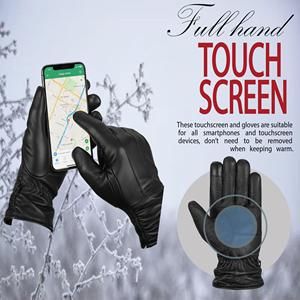 Premium Soft Winter Leather Club Casual Outdoor <b>Touchscreen</b> Thermal <b>Gloves</b> Eco-Friendly Cashmere Lining Men OEM ODM Factory - Product Image 3