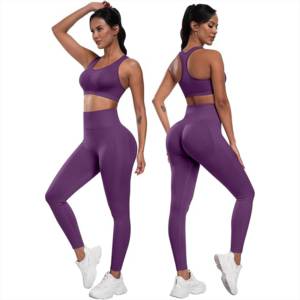 Ensemble de vêtements de sport pour femmes, soutien-gorge, leggings, 3 pièces, taille haute, ensemble de yoga pour femmes, prix de gros, faible MOQ - Product Image 3
