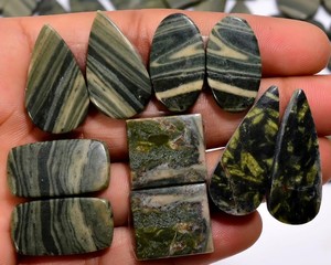 Paires assorties de jaspe zèbre naturel, cabochons lisses et polis, pierres précieuses en vrac, rayées noir et blanc, pour la fabrication de bijoux faits à la main - Product Image 3