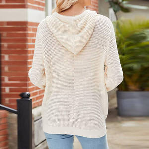 Sudadera con Capucha para Mujer, Nueva, Moderna y Casual, Transpirable, Tejido Waffle, Cuello en V con Botones y Cordón Ajustable, Manga Larga - Product Image 6