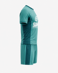 ชุดฟุตบอลสีเขียวแบบกำหนดเอง เสื้อแขนสั้นและกางเกงขาสั้นสำหรับฝึกซ้อม ชุดทีม - Product Image 5