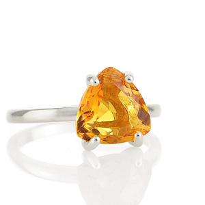 Solid 925 Sterling <b>Silver</b> Unique Natural Citrine Trillion Faceted Cut Gemstone Prong Setting Dainty <b>Solitaire</b> <b>Rings</b> Fine Jewelry - Product Image 1