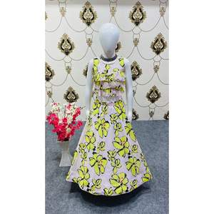 GEORGETTE DE DISEÑADOR CON ESTAMPADO FLORAL LEHNGA CON BLUSA ROSA - Product Image 1