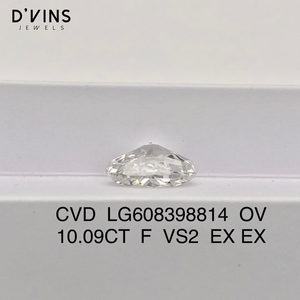 เพชร D'vins Jewels แบบสั่งทำพิเศษ F VS2 10.09 กะรัต CVD รูปทรงวงรี เพชรเพาะเลี้ยงในห้องปฏิบัติการ สำหรับทำเครื่องประดับ - Product Image 2