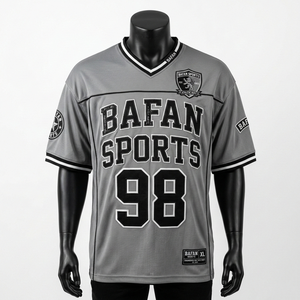 Maillot de football premium pour homme, 180 GSM, maille polyester, gris, noir, blanc, design à panneaux, logo personnalisé - Product Image 1