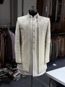 Sherwani Abierto para Hombre, Sherwani Bordado con Kurta para Boda India - Product Image 4