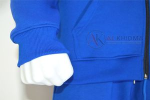 Sudadera con capucha oversize azul real estilo streetwear, diseño personalizado, forro polar grueso, 100% algodón orgánico, antiarrugas, con cremallera, marca privada, para mujer - Product Image 4