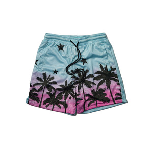 Shorts de bain imprimés palmiers, taille mi-haute, séchage rapide, décontractés, 100 % polyester, tissu tissé, impression par sublimation - Product Image 5