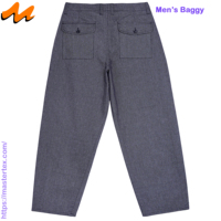 MASTER TEXTILE Pantalon Baggy Homme Couleur Unie Coupe Large Taille Mi-Haute Tissu Teint en Fil Coton/Recyclé Spandex Respirant 8.26oz