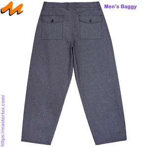 Pantalones holgados para hombre, de color liso, de pierna ancha, cintura media, tela teñida con hilo, de cartón reciclado y elastano, transpirables, elaborados con 8.26 oz de tejido. - Product Image 3