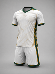 Créez votre propre ensemble d'uniformes de football pour hommes adultes de haute qualité, personnalisé, en polyester 100% respirant, à col en V et manches courtes - Product Image 2
