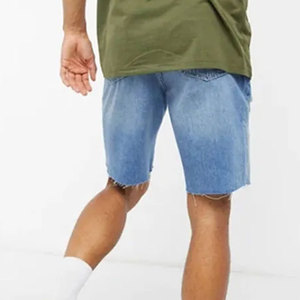 Shorts en jean baggy taille haute surdimensionnés écologiques de haute qualité pour hommes, style streetwear, délavage clair, collection été 2026 - Product Image 4