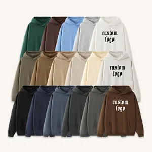 Sweat-shirt à capuche en molleton pour homme avec logo personnalisé brodé, coupe ample, en coton, avec poche avant, chaud, décontracté, vintage, pour l'automne et l'hiver - Product Image 5